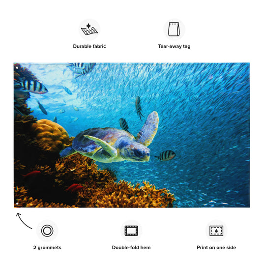 Turtle  art Oil Painting Flag Tapestry