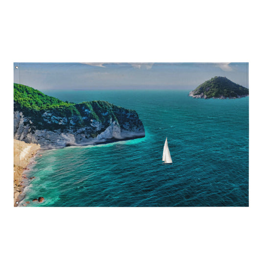 Green Sea Oil Painting Flag Tapestry