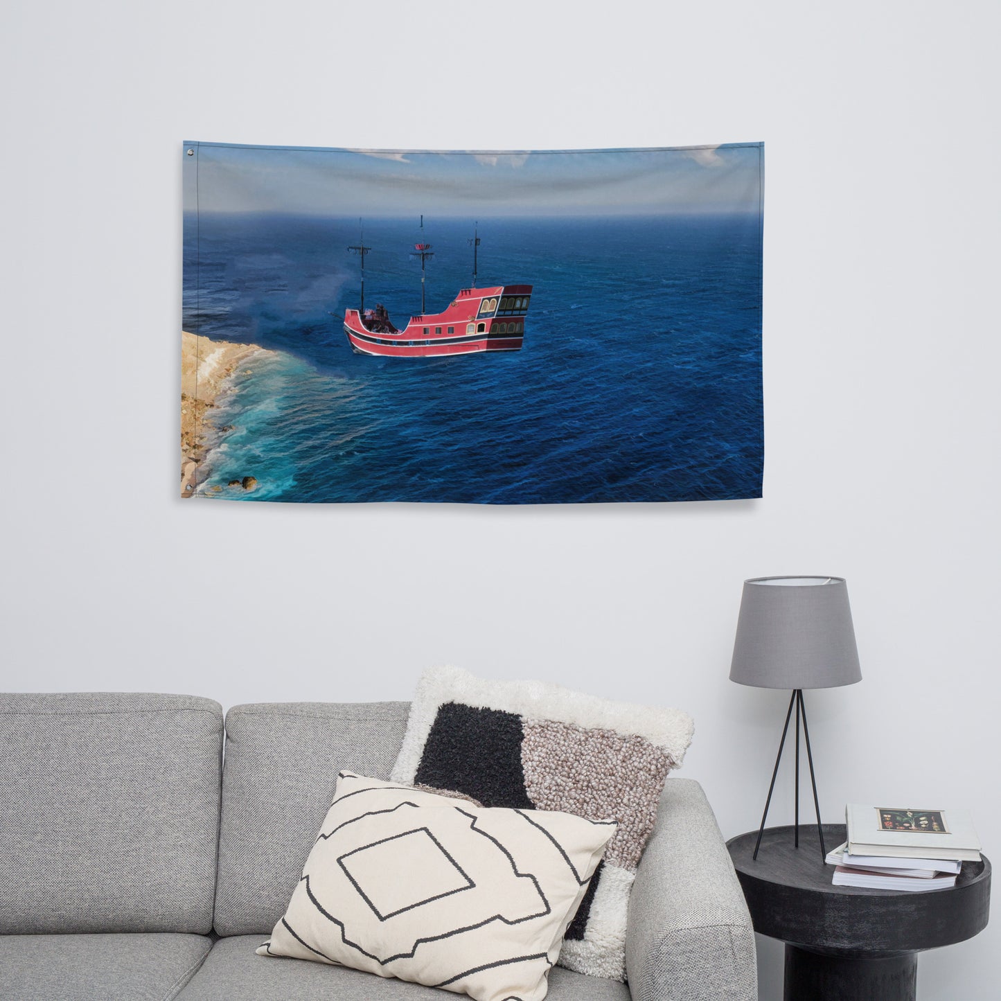 Fisherman Boat Painting Flag Tapestry