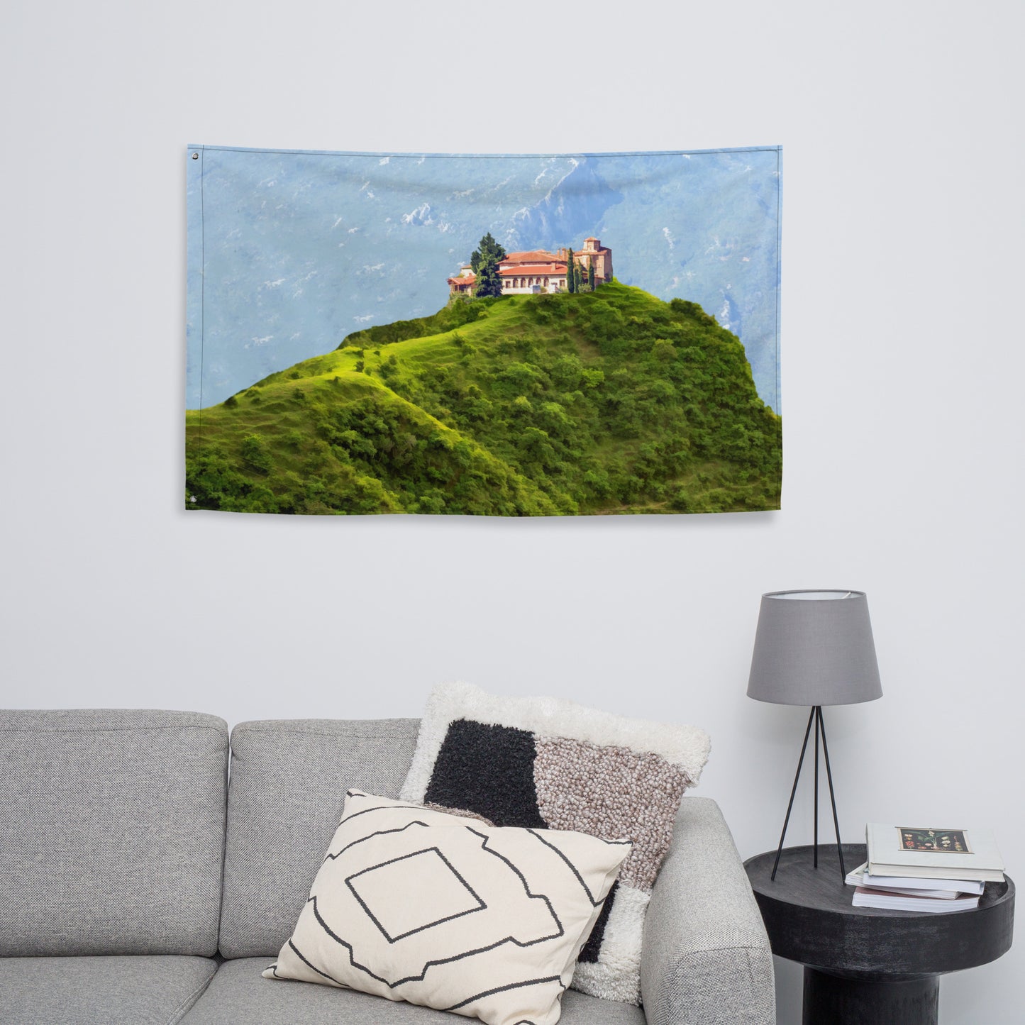 Home at Top Painitng Flag Tapestry