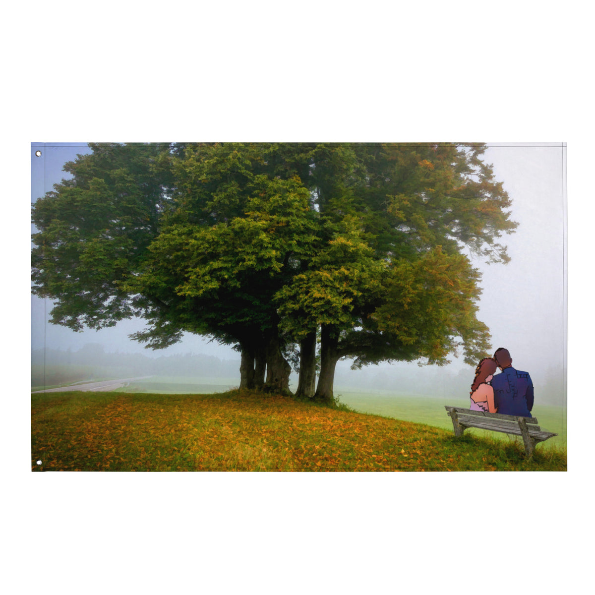 Love Under Tree Painitng Flag Tapestry