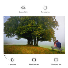 Love Under Tree Painitng Flag Tapestry