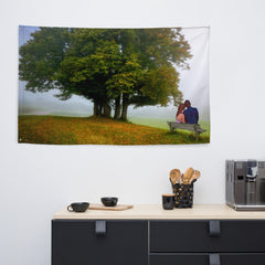 Love Under Tree Painitng Flag Tapestry