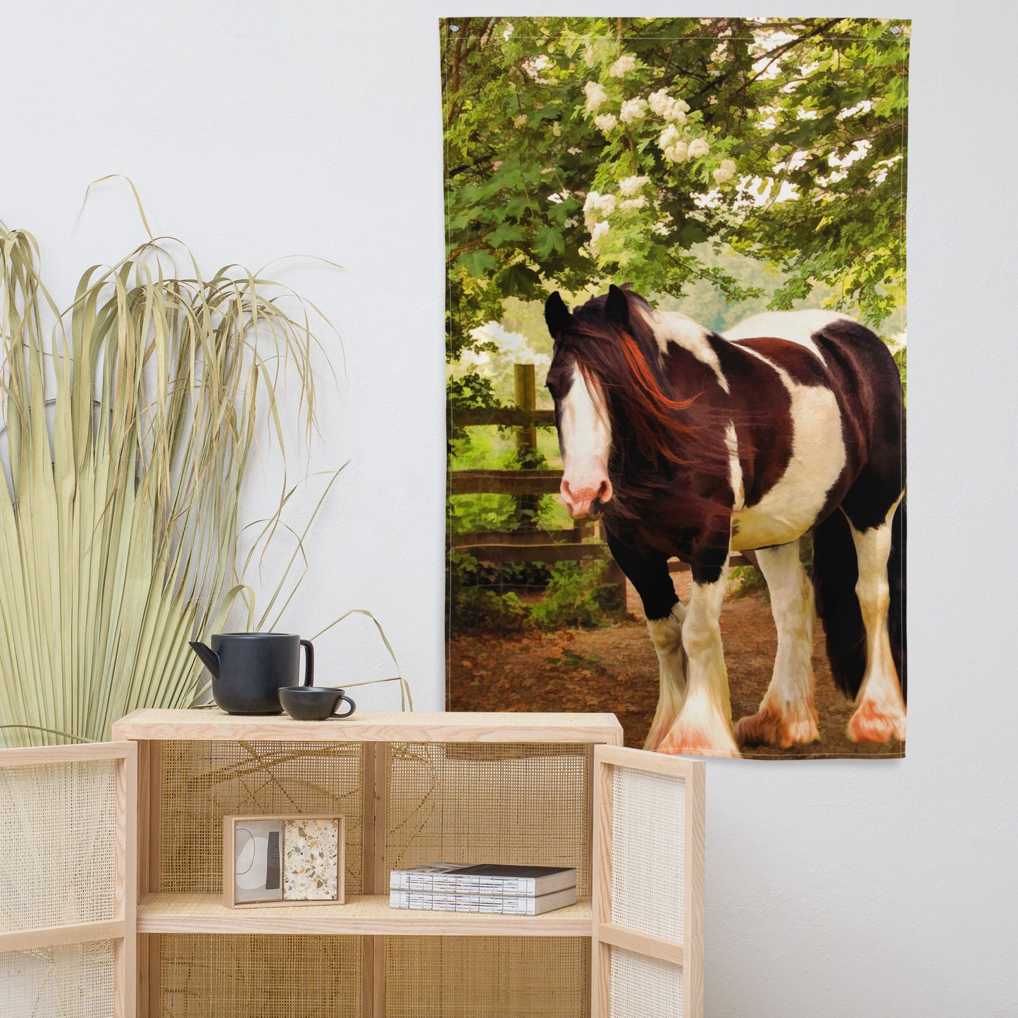 Stable Horse Painting Flag Tapestry