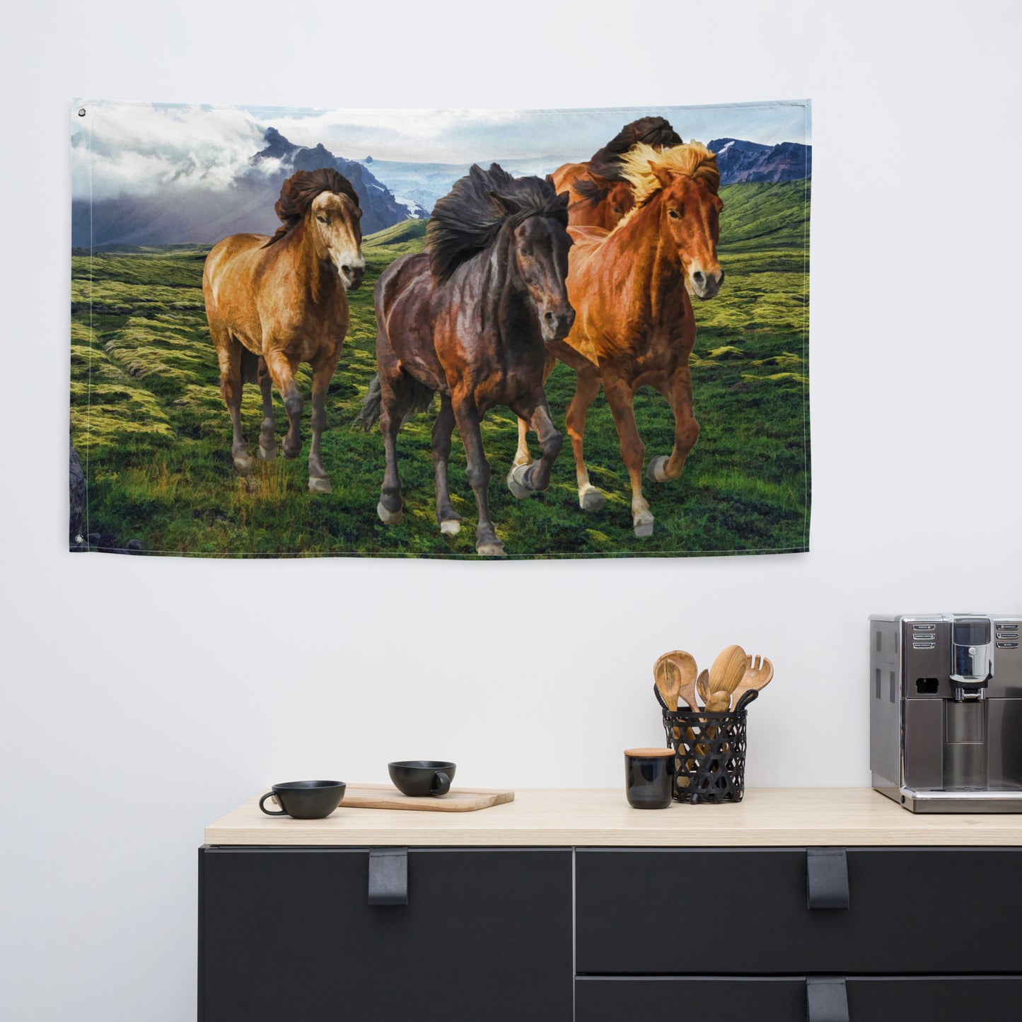 Mountian Horse Painting Flag Tapestry