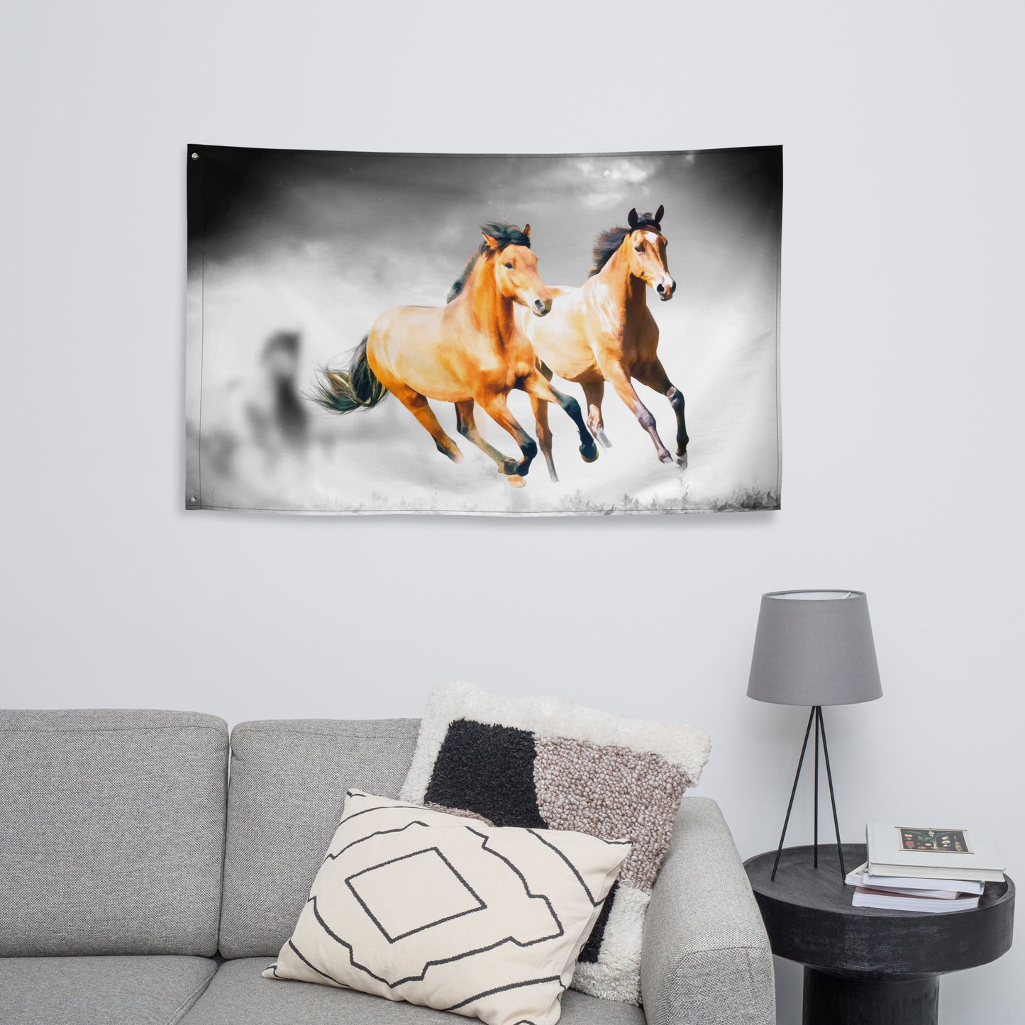 Horse Couple Painiting Flag Tapestry