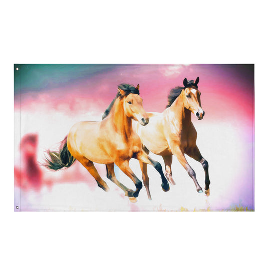 Running Horse Art Painting Flag Tapestry