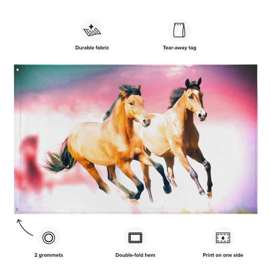 Running Horse Art Painting Flag Tapestry