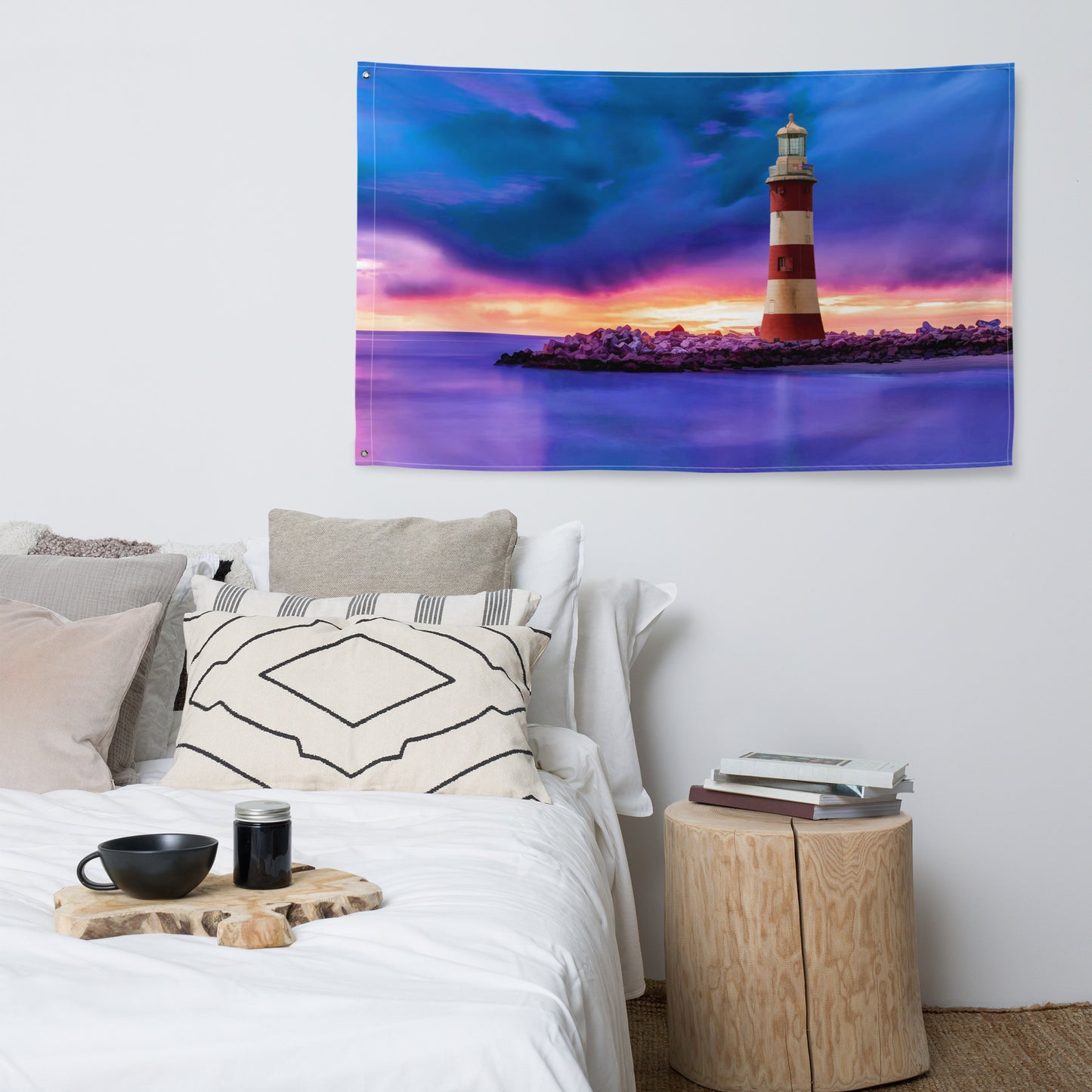 Lighthouse and Sea Painting Flag Tapestry