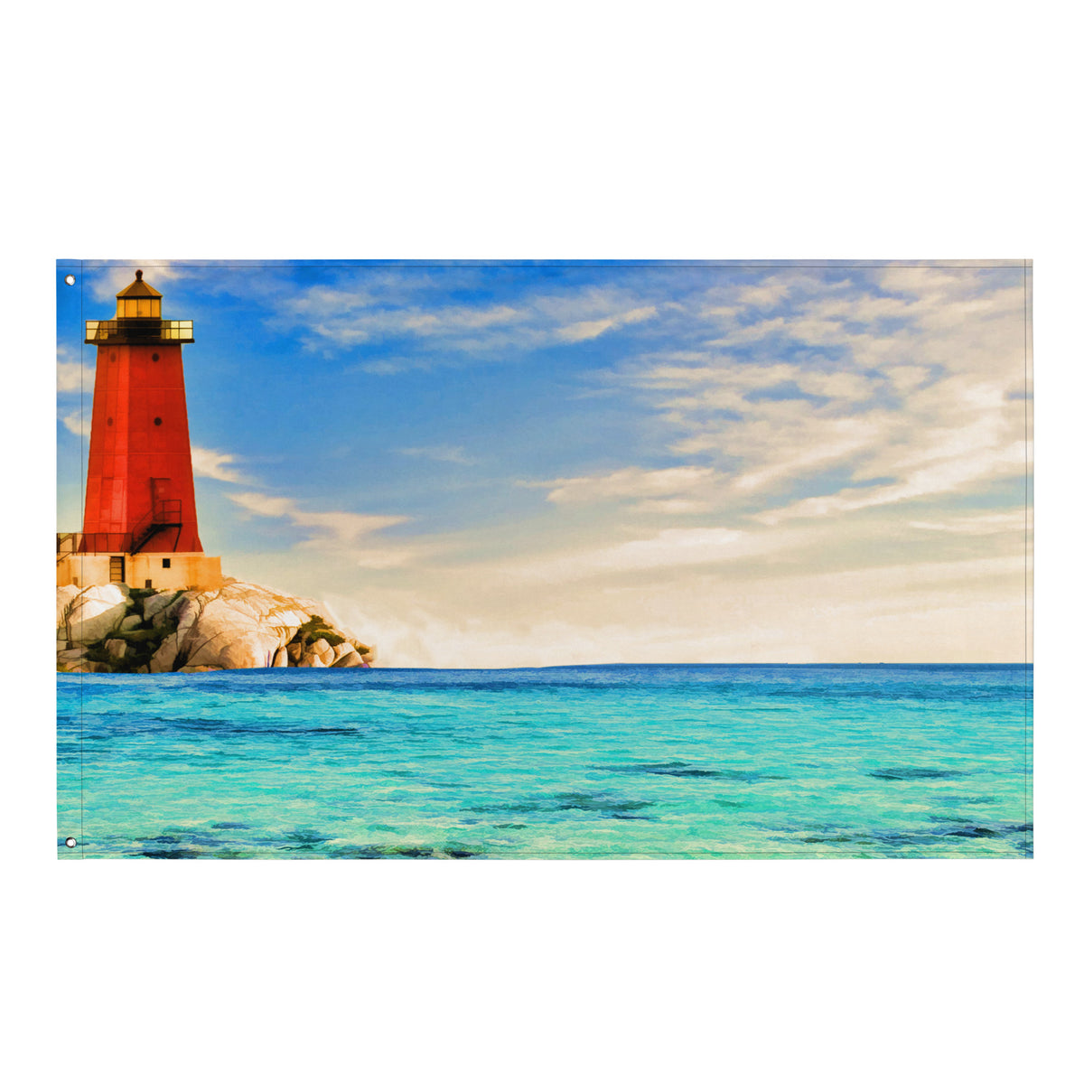 Lighthouse Painting Flag Tapestry
