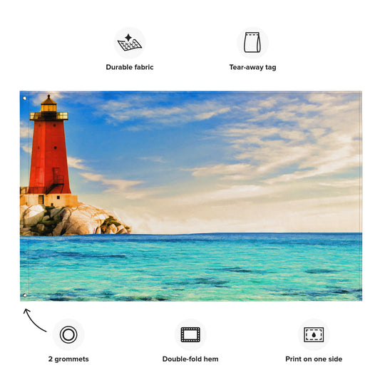 Lighthouse Painting Flag Tapestry