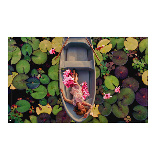 Lily Flower Boat Art Painting Flag Tapestry