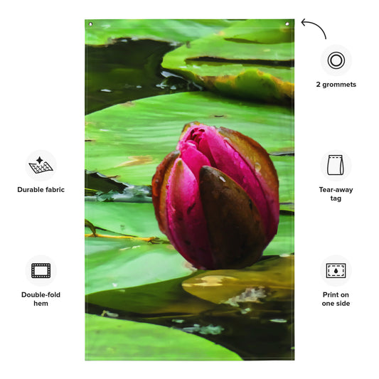 Flower Bud Pond Painting Flag Tapestry