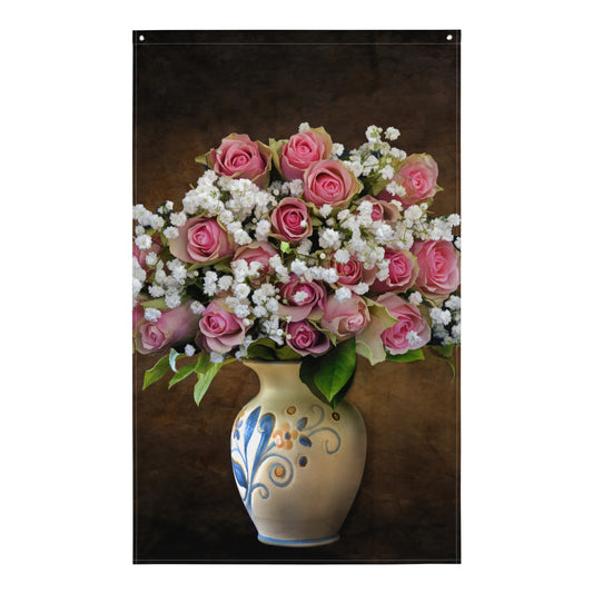 Flower Painting 3 Flag Tapestry