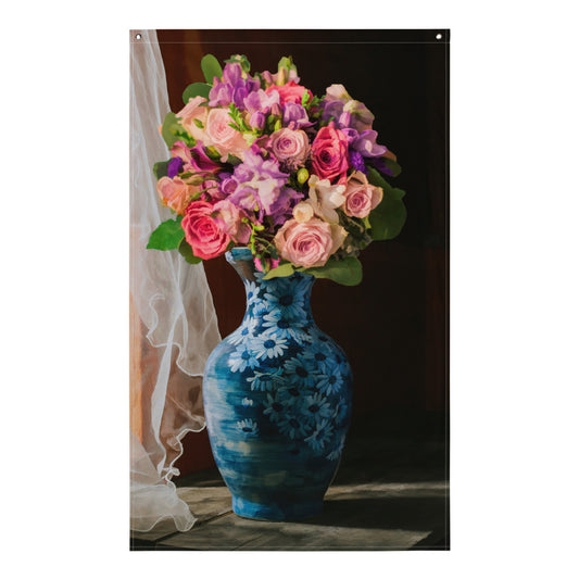 Flower  and Vase Painting Flag Tapestry