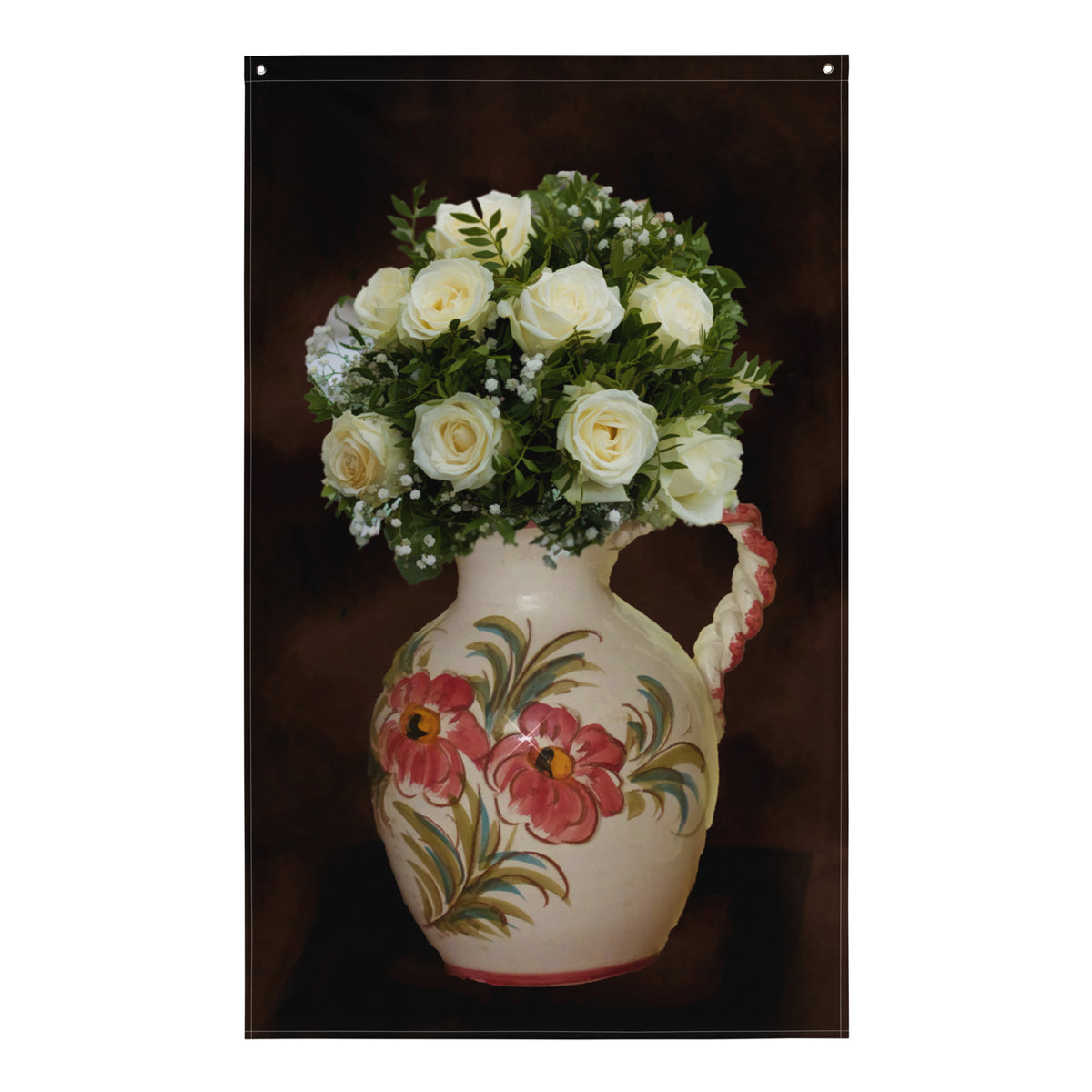 White Rose Flowers Painting Flag Tapestry