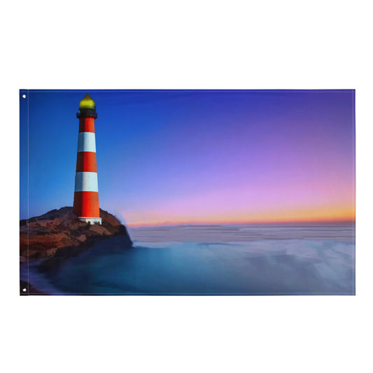 Lighthouse Painting 3 Flag Tapestry