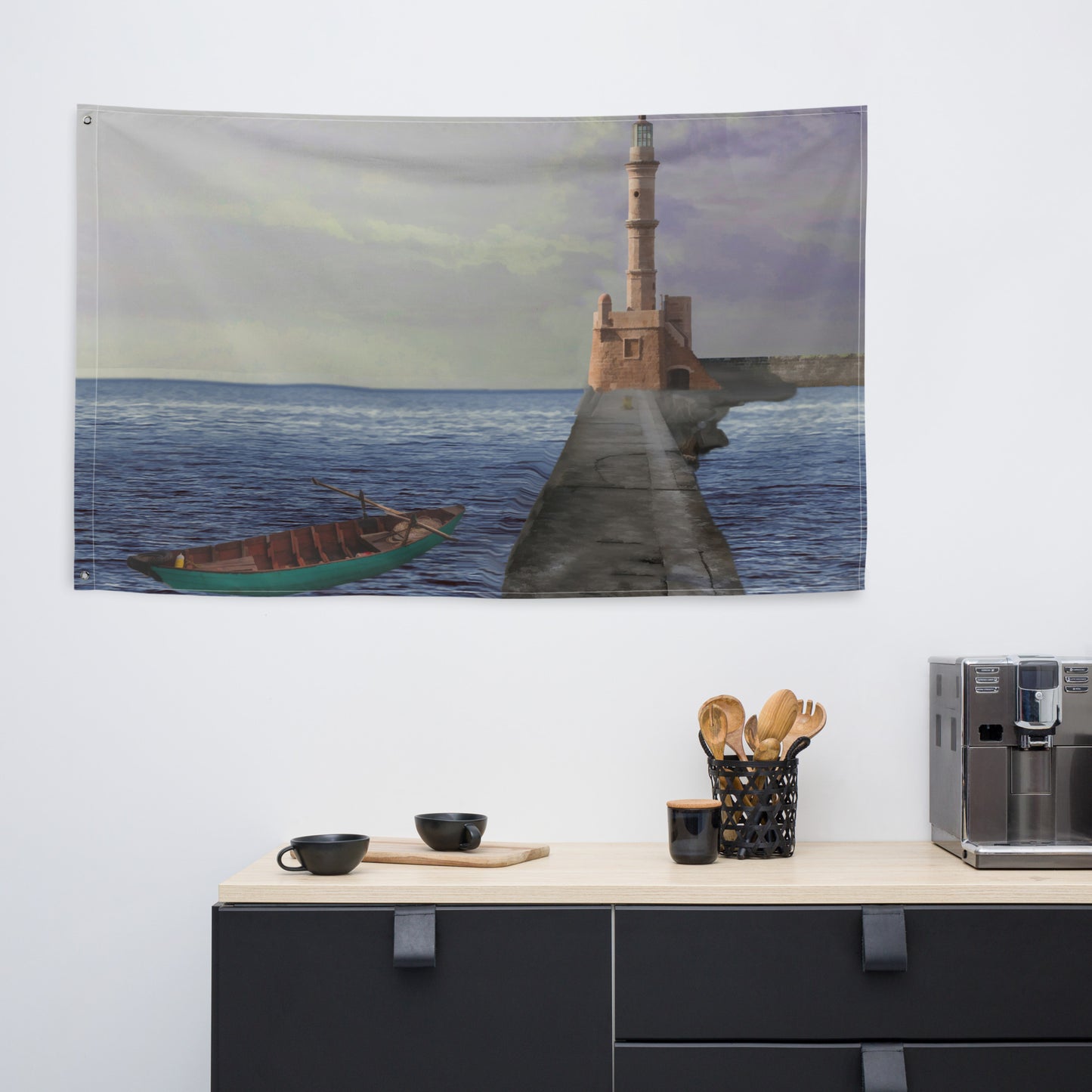 Path to Lighthouse Painting Flag Tapestry