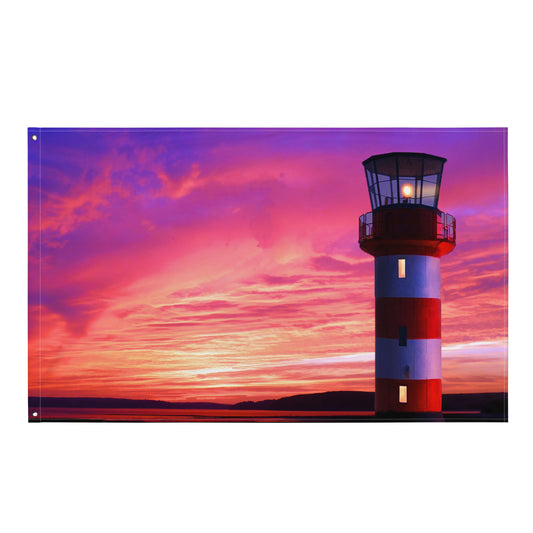 Lighthouse Painting 5 Flag Tapestry