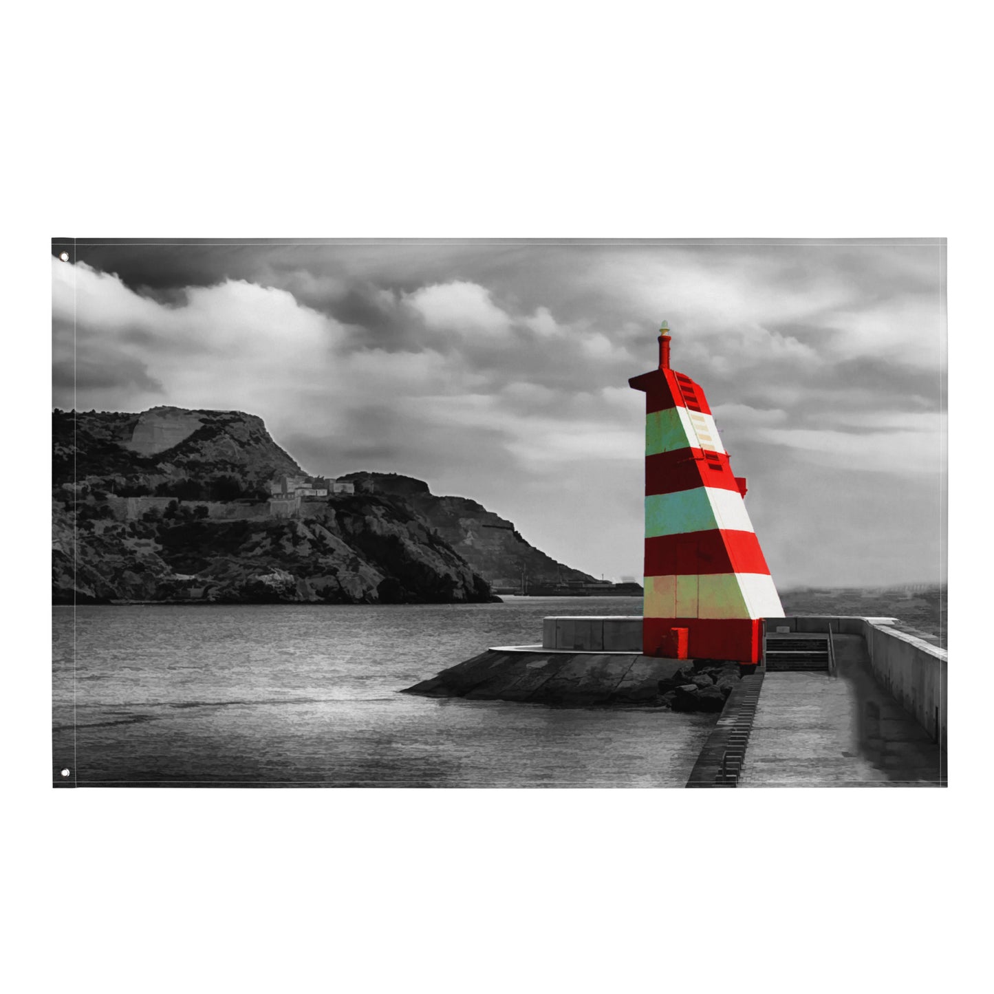 Lighthouse Landscape-Horizontol Painting Flag Tapestry