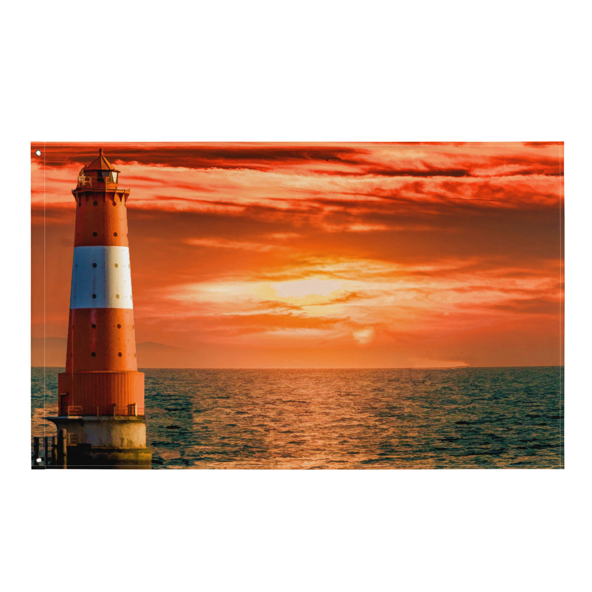 Sea Lighthouse Painting Flag Tapestry