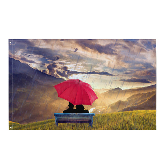 Red Umbrella Painting Flag Tapestry