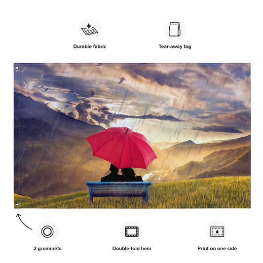 Red Umbrella Painting Flag Tapestry