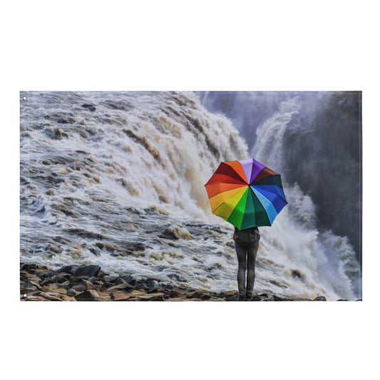 Waterfall Umbrella Painting Flag Tapestry