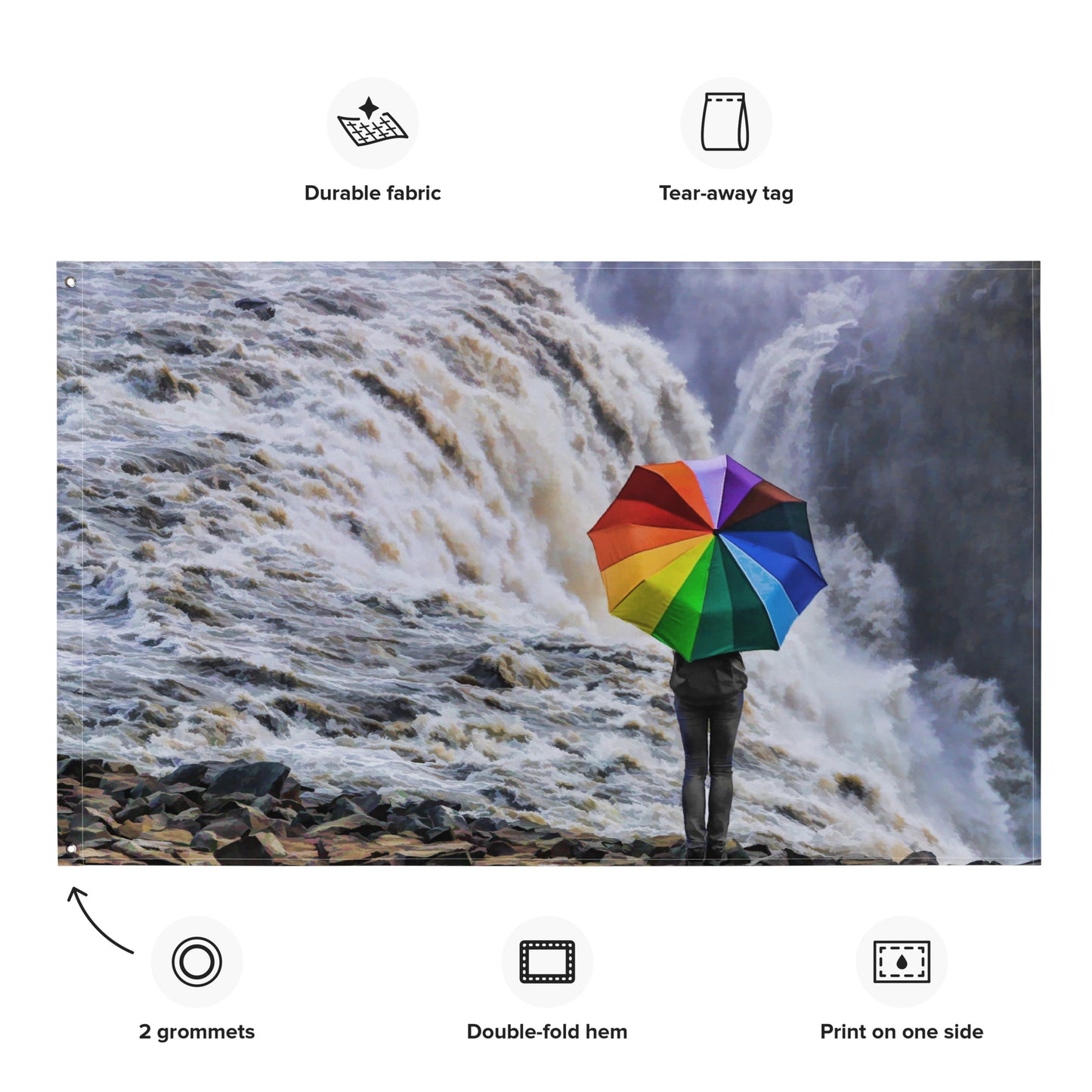 Waterfall Umbrella Painting Flag Tapestry