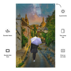 Paris Street Walk Painting Flag Tapestry
