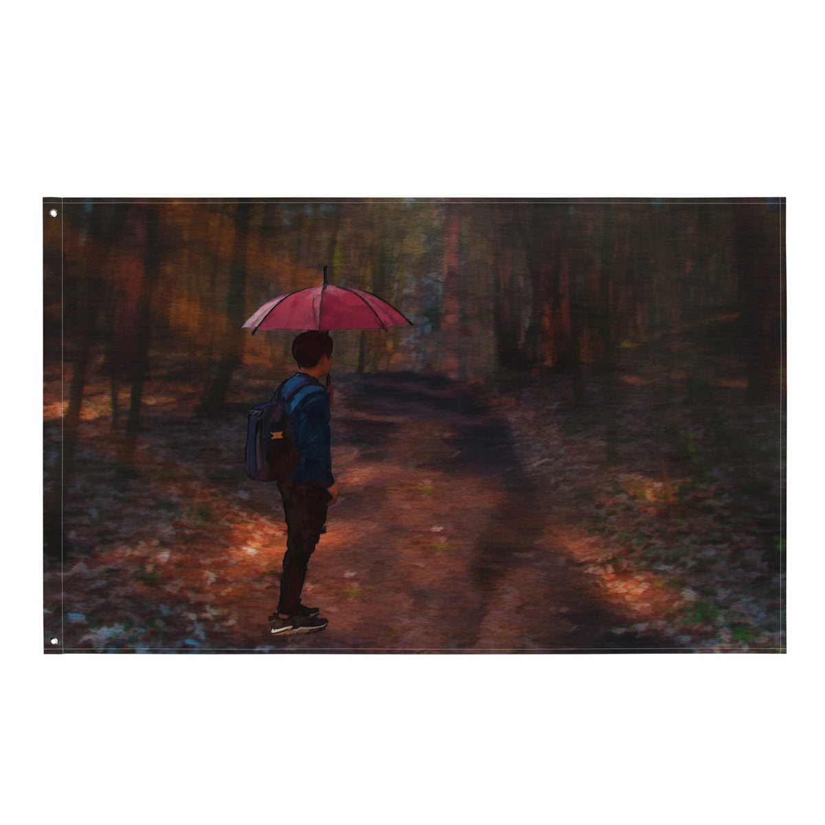 Umbrella Forest Painting Flag Tapestry