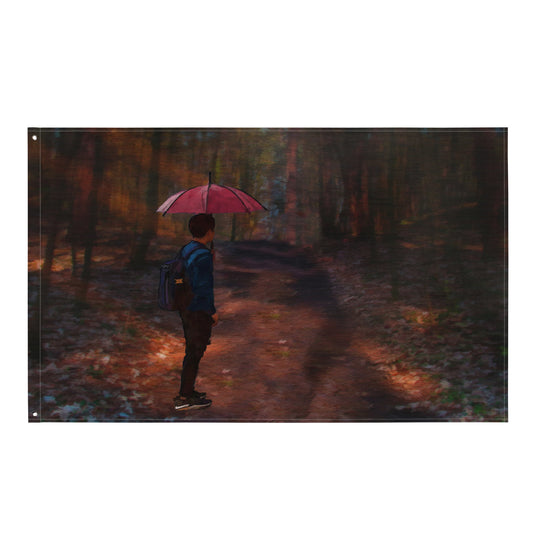 Umbrella Forest Painting Flag Tapestry
