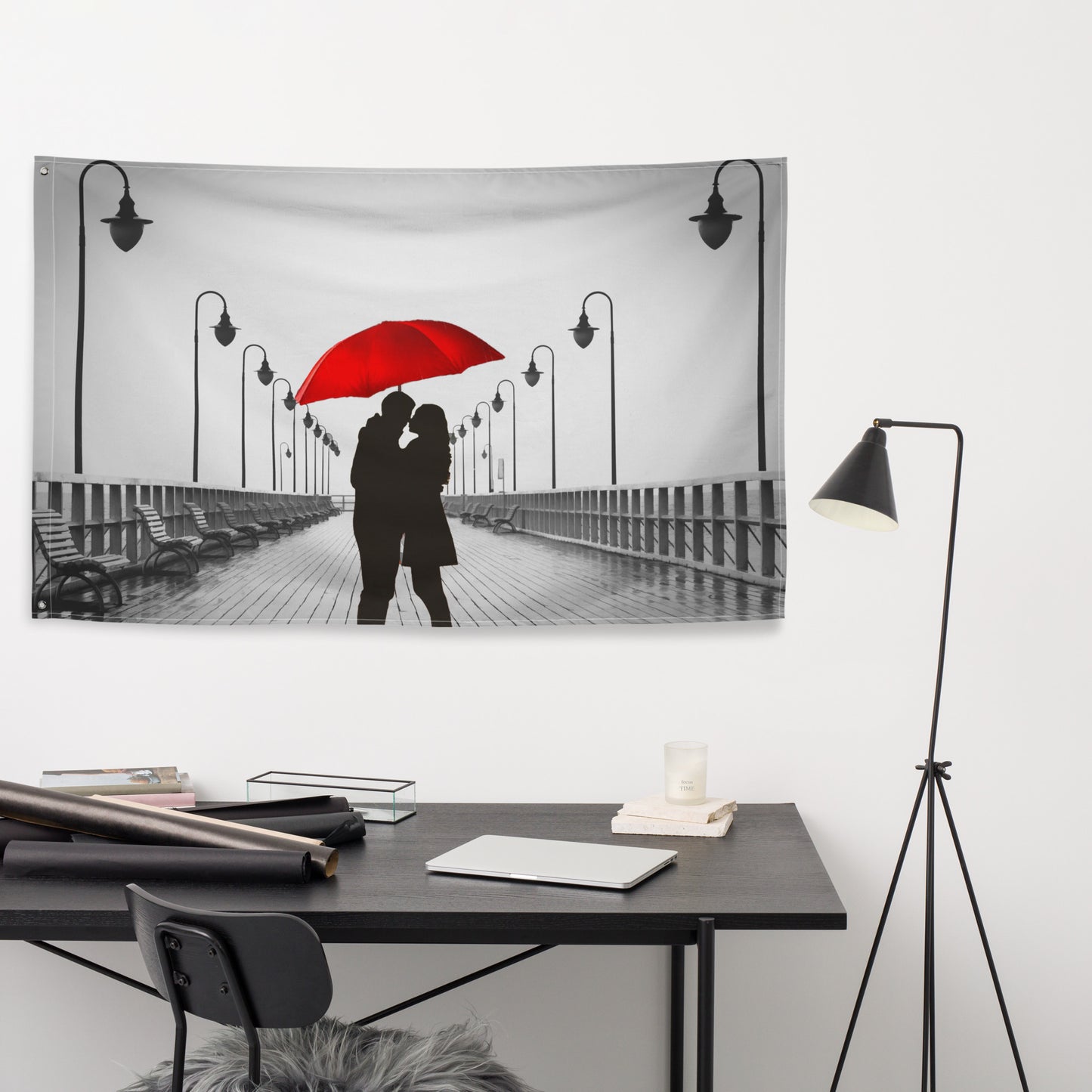 Love in The Air Bridge Painting Flag Tapestry