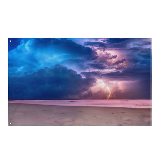 Lightining Ocean Painting Flag Tapestry