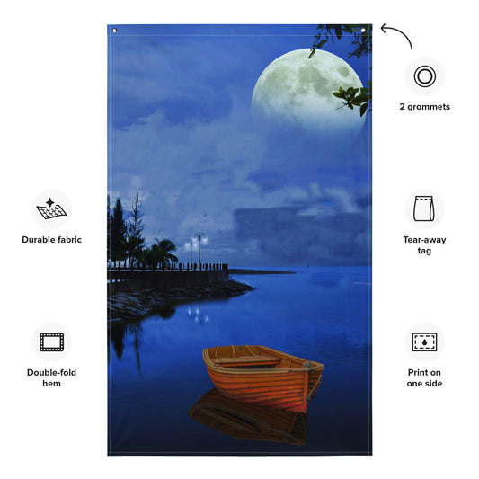 Riverside Walk Painting Flag Tapestry