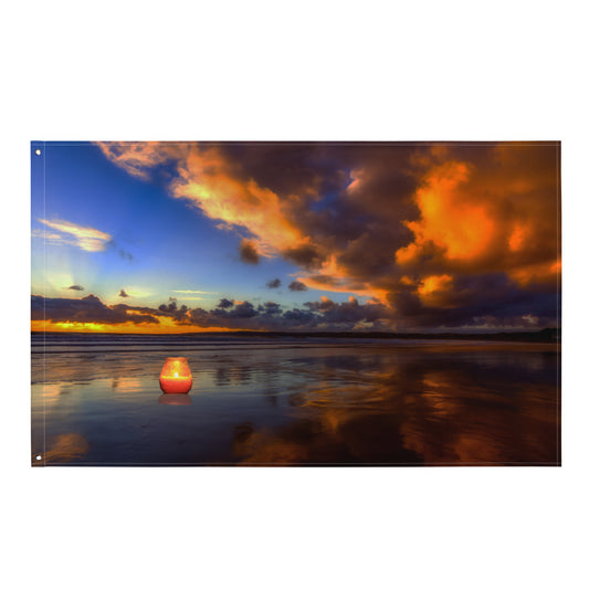 Ocean  Sunset  Painting Flag Tapestry
