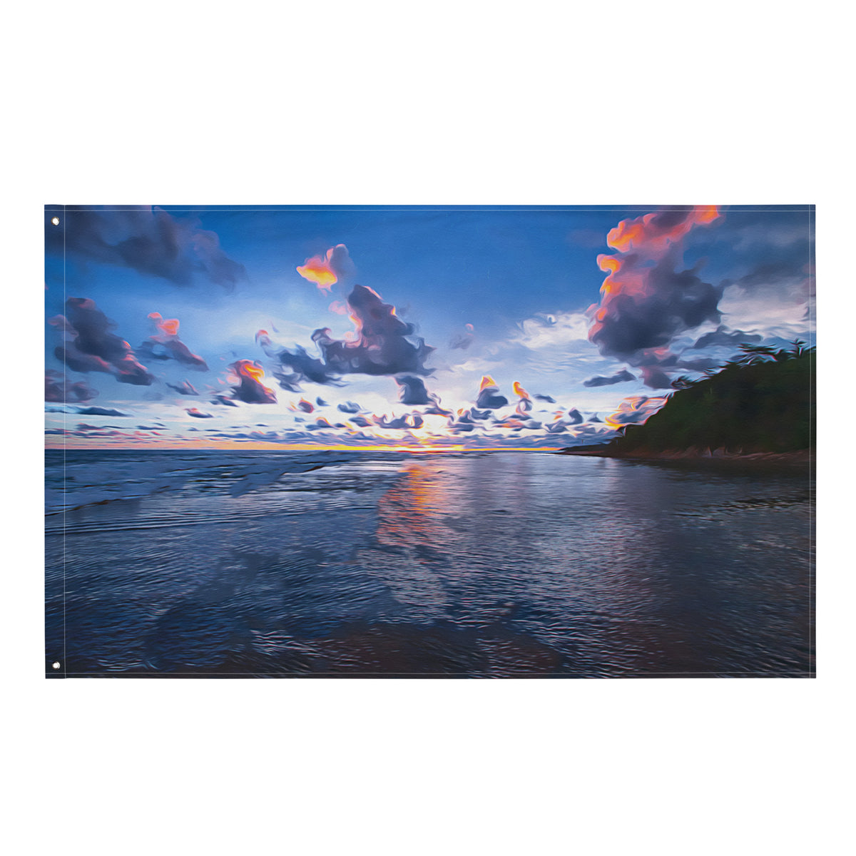 Ocean Clouds  Painting Flag Tapestry