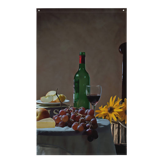 Vintage Wine Glass Painting Flag Tapestry