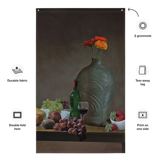 Wine Glass Still Life Painting 2 Flag Tapestry