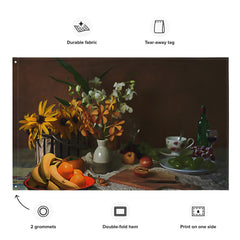 Yellow Flower Still Life Painting Flag Tapestry
