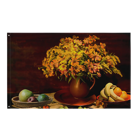 Still Life  Fruits Painting 3 Flag Tapestry