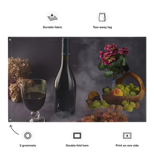 Still Life Wine Painting Flag Tapestry
