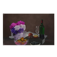 Still Life Wine Painting 2 Flag Tapestry