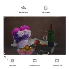 Still Life Wine Painting 2 Flag Tapestry