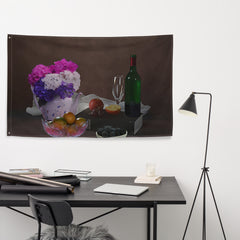Still Life Wine Painting 2 Flag Tapestry
