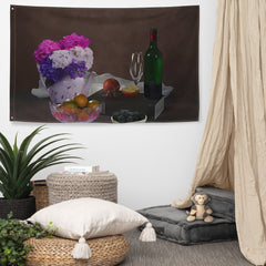 Still Life Wine Painting 2 Flag Tapestry
