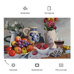 Still Life Grapes Painting Flag Tapestry