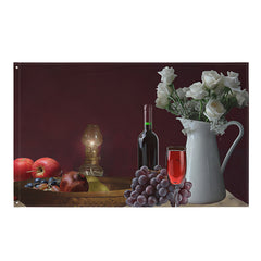Still Life Wine Painting 4 Flag Tapestry