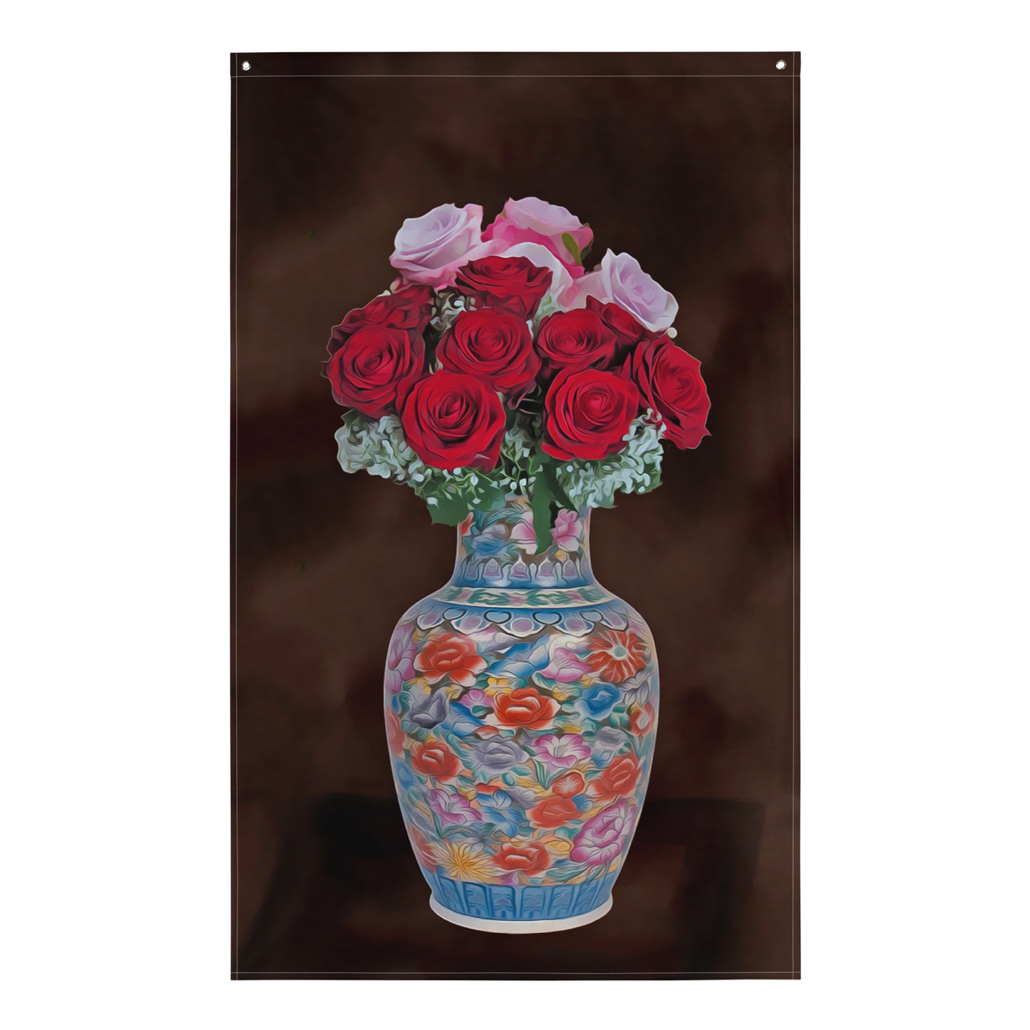 Pink & Red Rose Painting Flag Tapestry