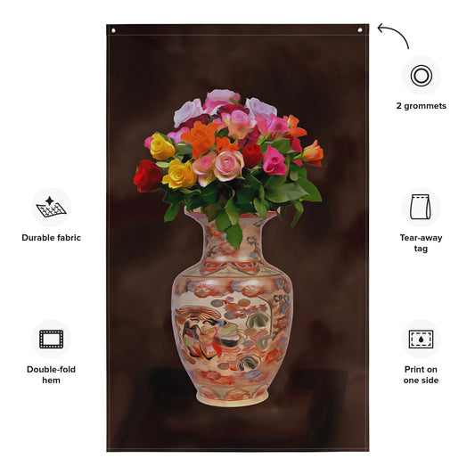 Multicolor Rose  Painting Flag Tapestry